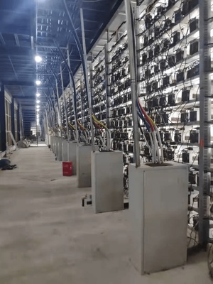 A mining farm with many computers running