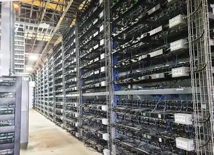 A large mining farm filled with different mining machines working together
