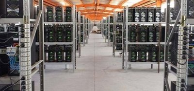 A bustling mining farm hosting advanced Alephium ASIC miners, illustrating the shift towards efficient and scalable operations