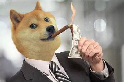 A vibrant illustration of a Dogecoin mining rig in action, highlighting its efficiency and community-driven appeal